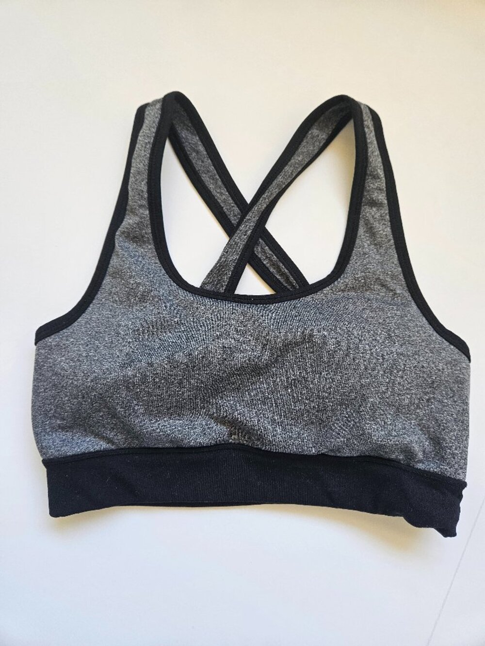 Live Love Dream Grey Black Workout Sports Bra Small S with removable padding